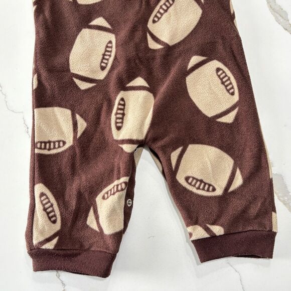 Carter’s | Boys Brown Football Baby Fleece Romper Sleeper 6M - Picture 10 of 12